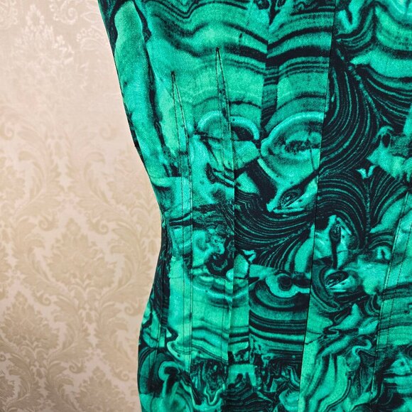 MICHAEL Michael Kors Size 4 Green Black Malachite Look Dress Bodycon Sleeveless - Picture 10 of 14
